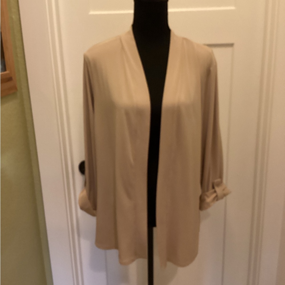 Susan Graver Beige Open Front Blazer